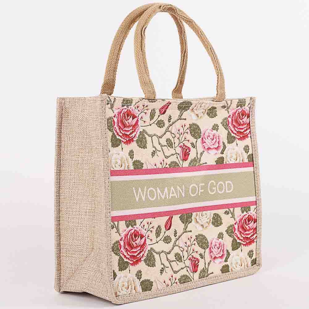 Woven Canvas Tote - Woman of God