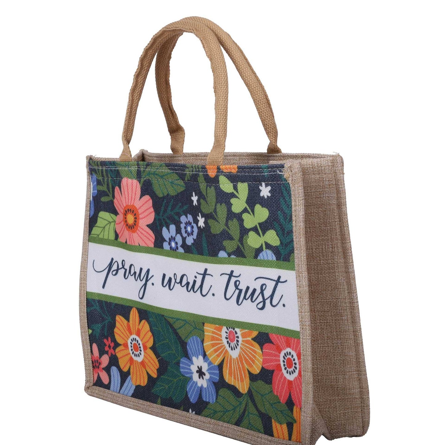 Woven Canvas Tote - Pray Wait Trust