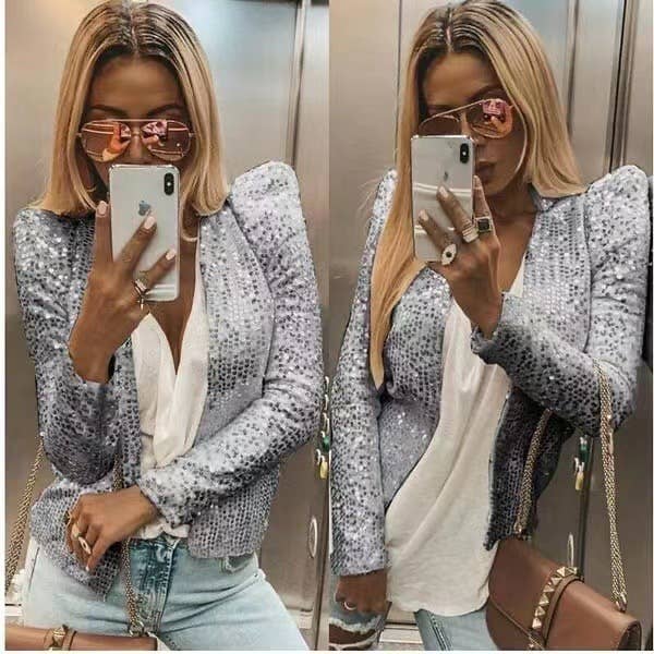 FIESTA Sequin cropped cardigan jacket
