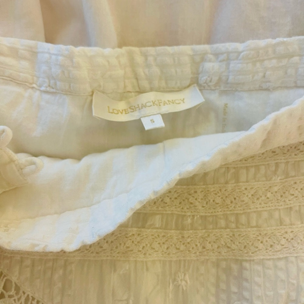LoveShackFancy Cream Lace Skirt