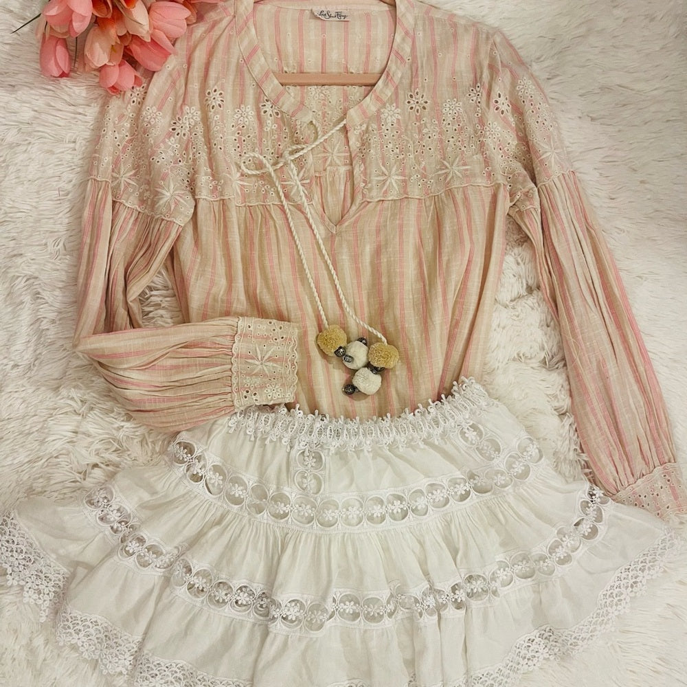 LoveShackFancy Pink Bubble Mini Skirt