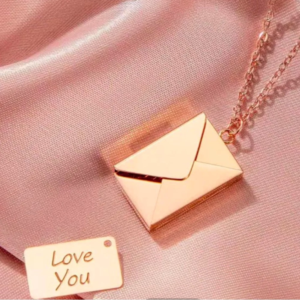 Gold and Silver Envelope Pendant Necklace