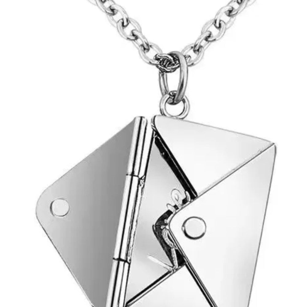 Gold and Silver Envelope Pendant Necklace