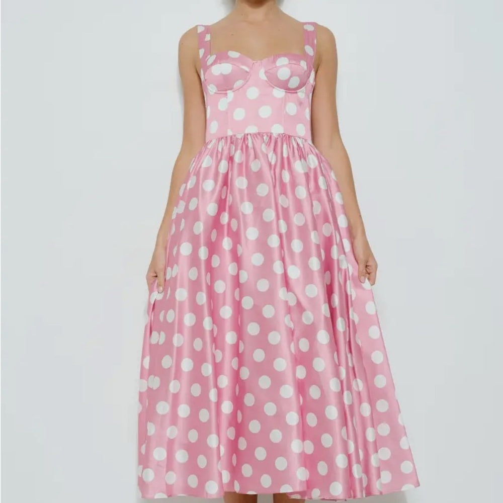 Pink and White Sweetheart Midi Sundress beautiful unique 60th style