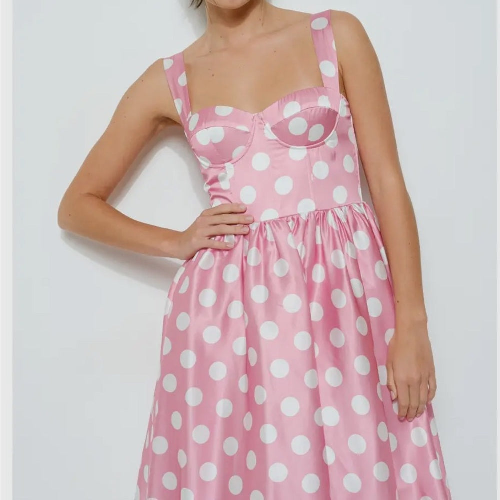 Pink and White Sweetheart Midi Sundress beautiful unique 60th style