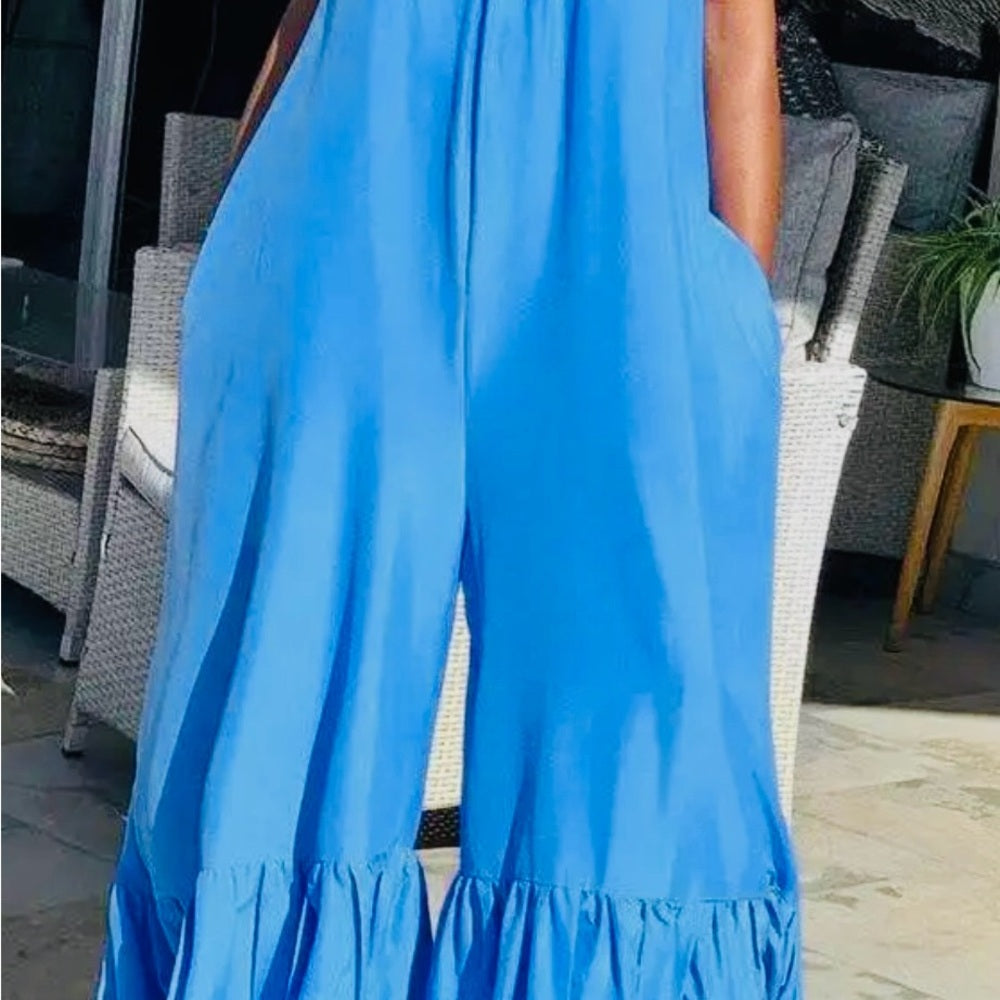 Blue Sleeveless Jumpsuit