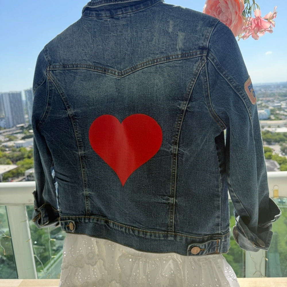 PRINCESS OF GOD Exclusive design customized Denim Jacket with Rose Patches
