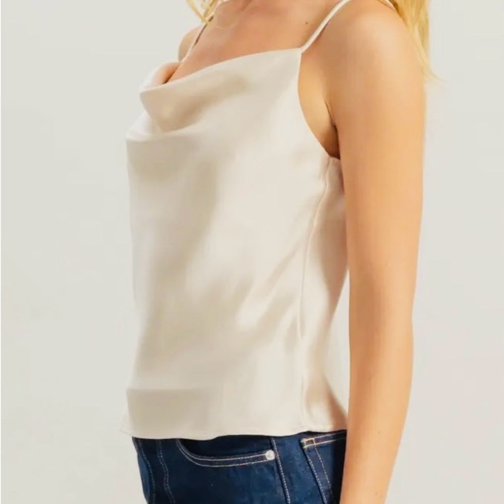 COPY - COPY - Elegant Cream Cowl Neck Top