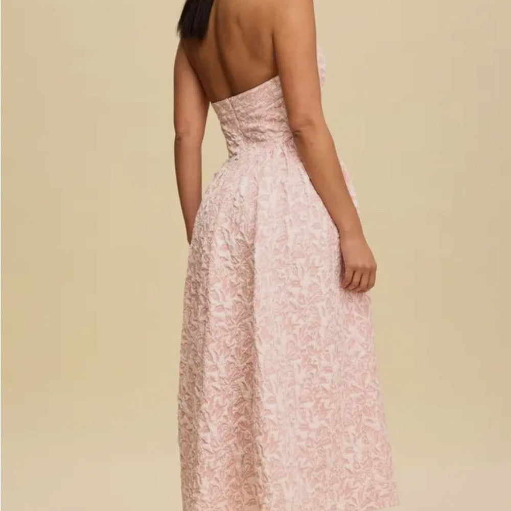 Pink Halter Midi Sundress for Wedding Guest