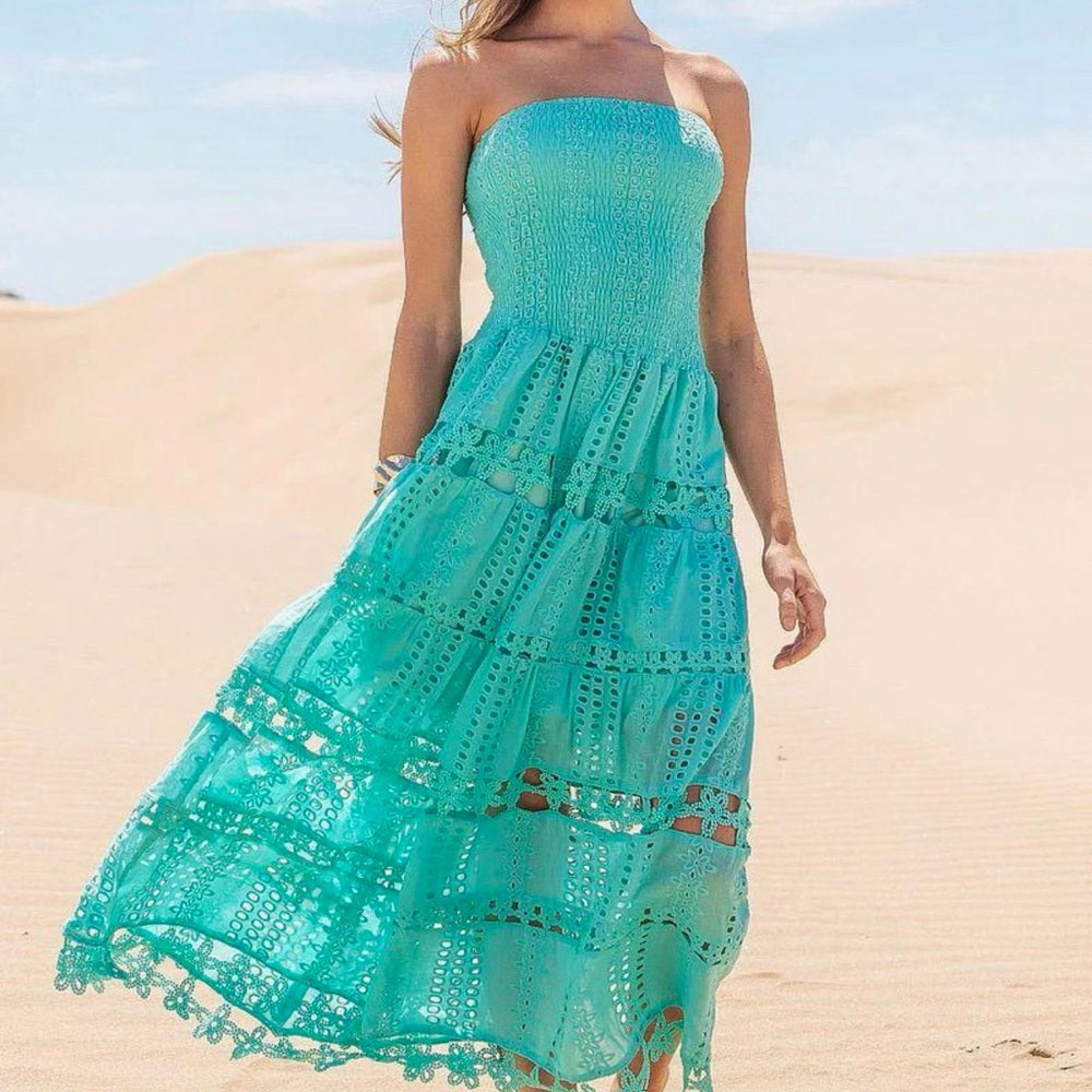 VENICE Elegant Turquoise Strapless Dress
