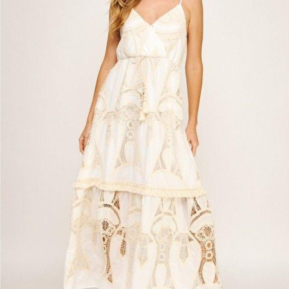 MIKONOS White Tiered Cut Out Maxi Sundress