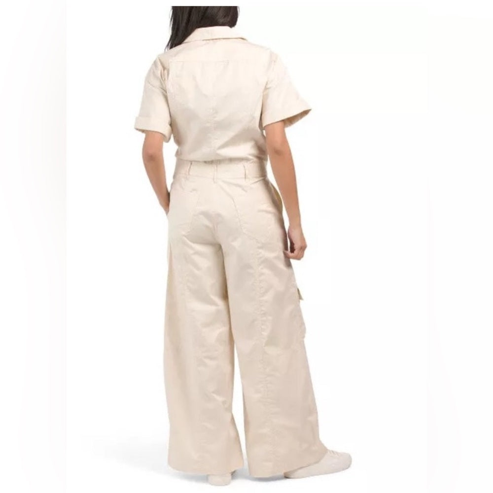ZARA Women's Cotton Zip Up Cargo Jumpsuit Wide Leg Relaxed Fit NWT final sale