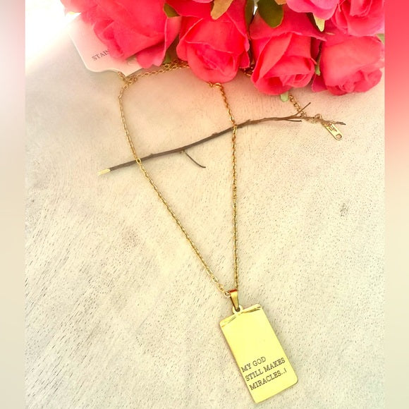 MY GOD STILL MAKES MIRACLES 18k GOLD PLATED Pendant Necklace