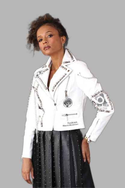 Studded Leather Moto Jacket