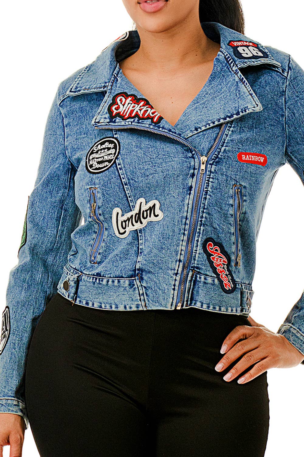 Embellished Cropped Denim Jacket
