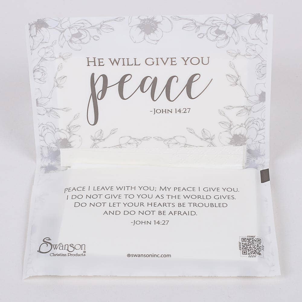 Tissue Packs - He Will Give You Peace - Pack of 30