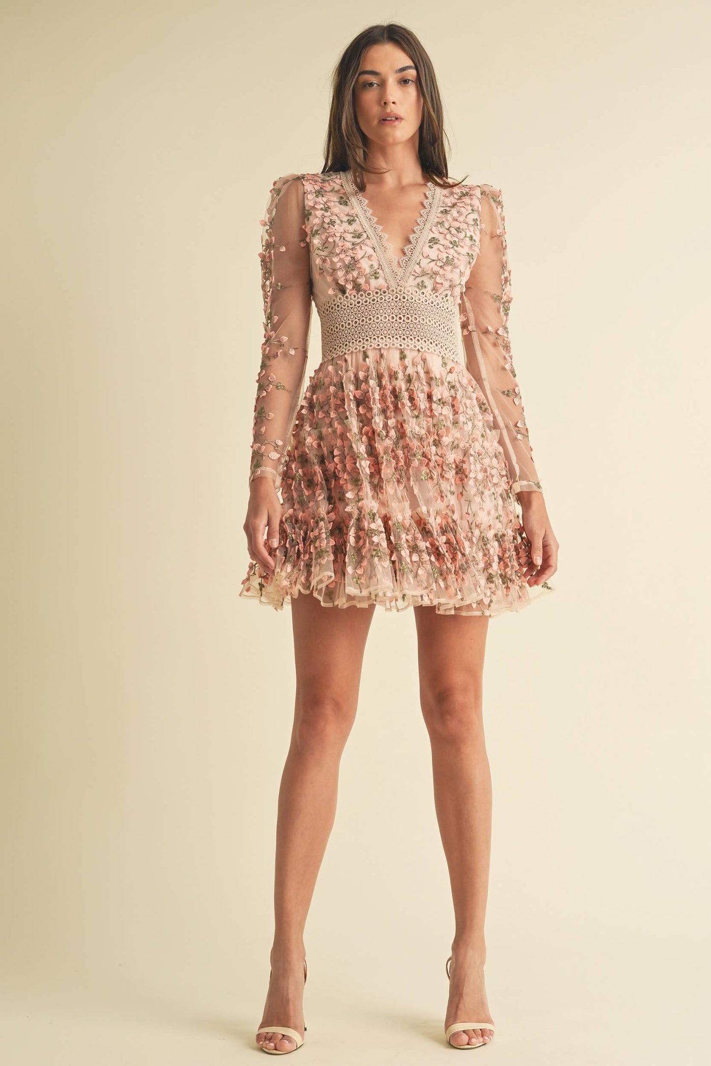 FLORAL LACE MINI DRESS