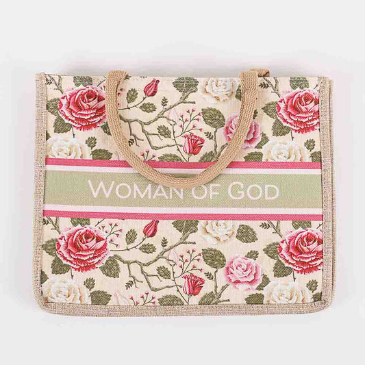 Woven Canvas Tote - Woman of God
