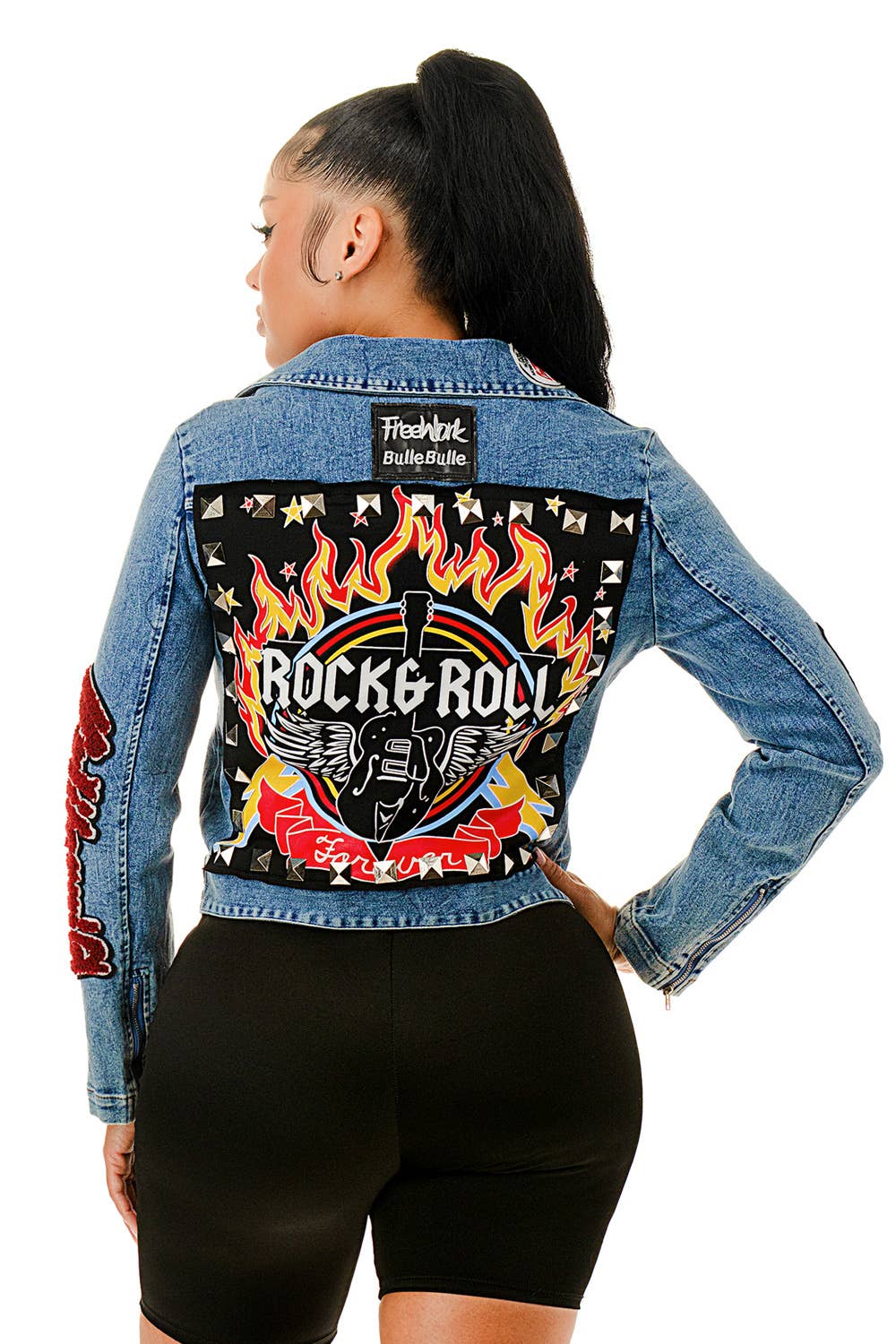 Embellished Cropped Denim Jacket