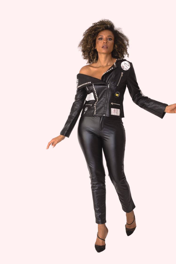 PARIS ASYMETRIC  VEGAN LEATHER JACKET