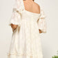 FLOWER TIERED PEASANT SLEEVE DRESS