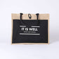 Jute Tote Bag - It Is Well