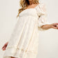 FLOWER TIERED PEASANT SLEEVE DRESS