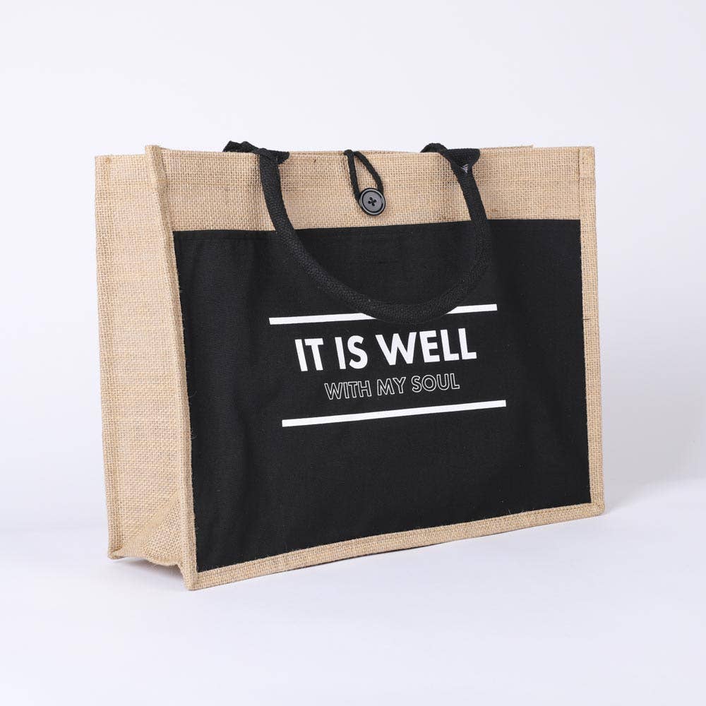 Jute Tote Bag - It Is Well