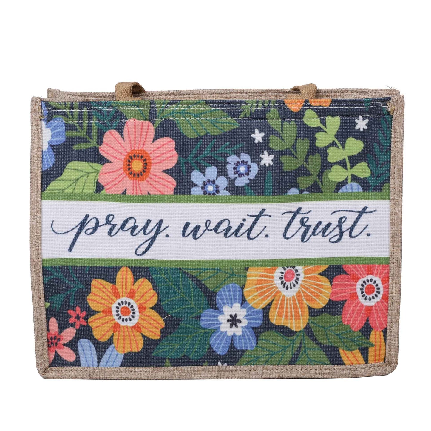 Woven Canvas Tote - Pray Wait Trust