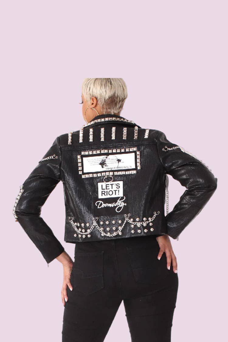 Studded Leather Moto Jacket