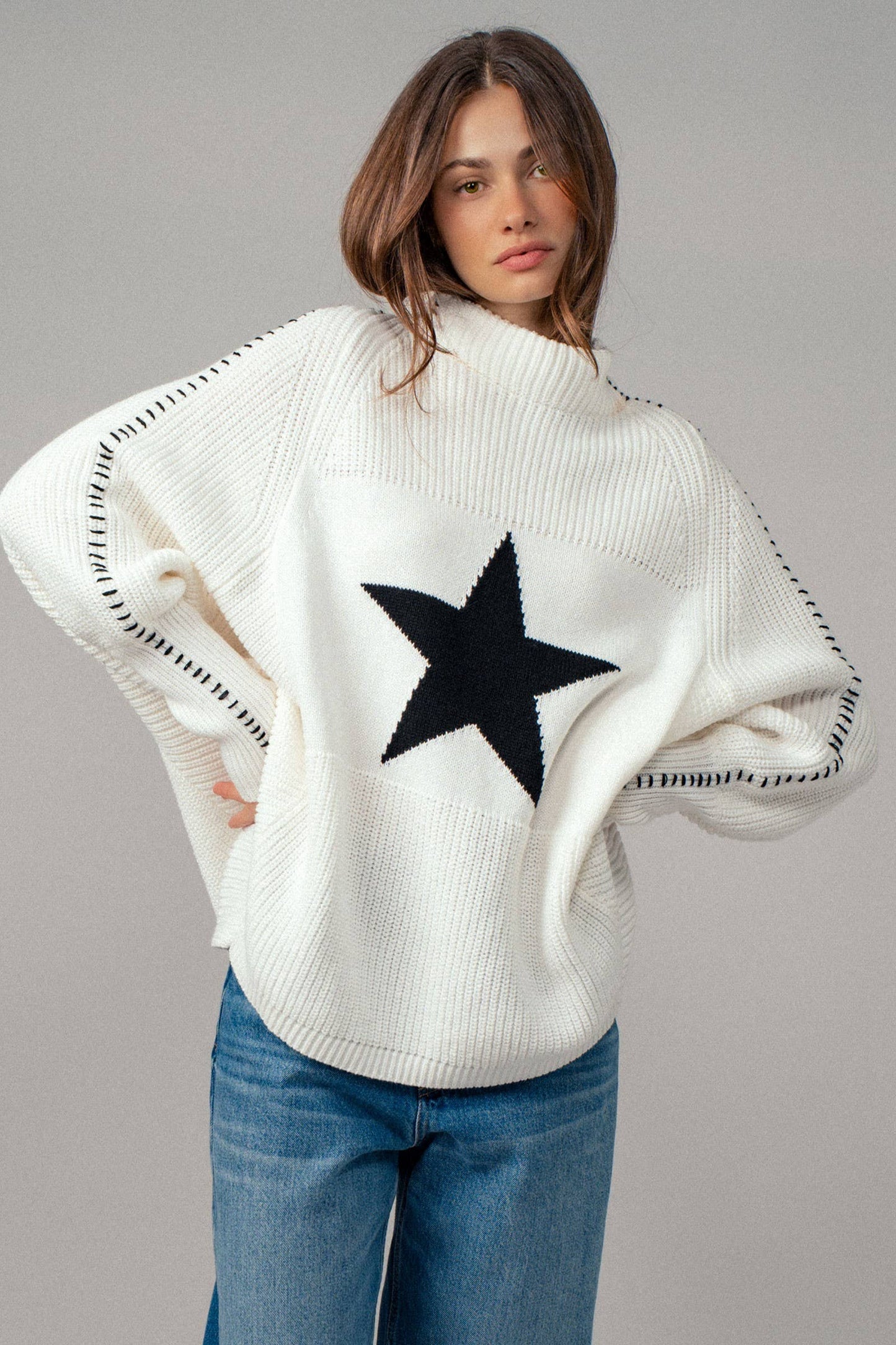 Oversized Star Stitch Sweater