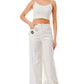 Embellished Pearl & Sequin Wide-Leg Pants