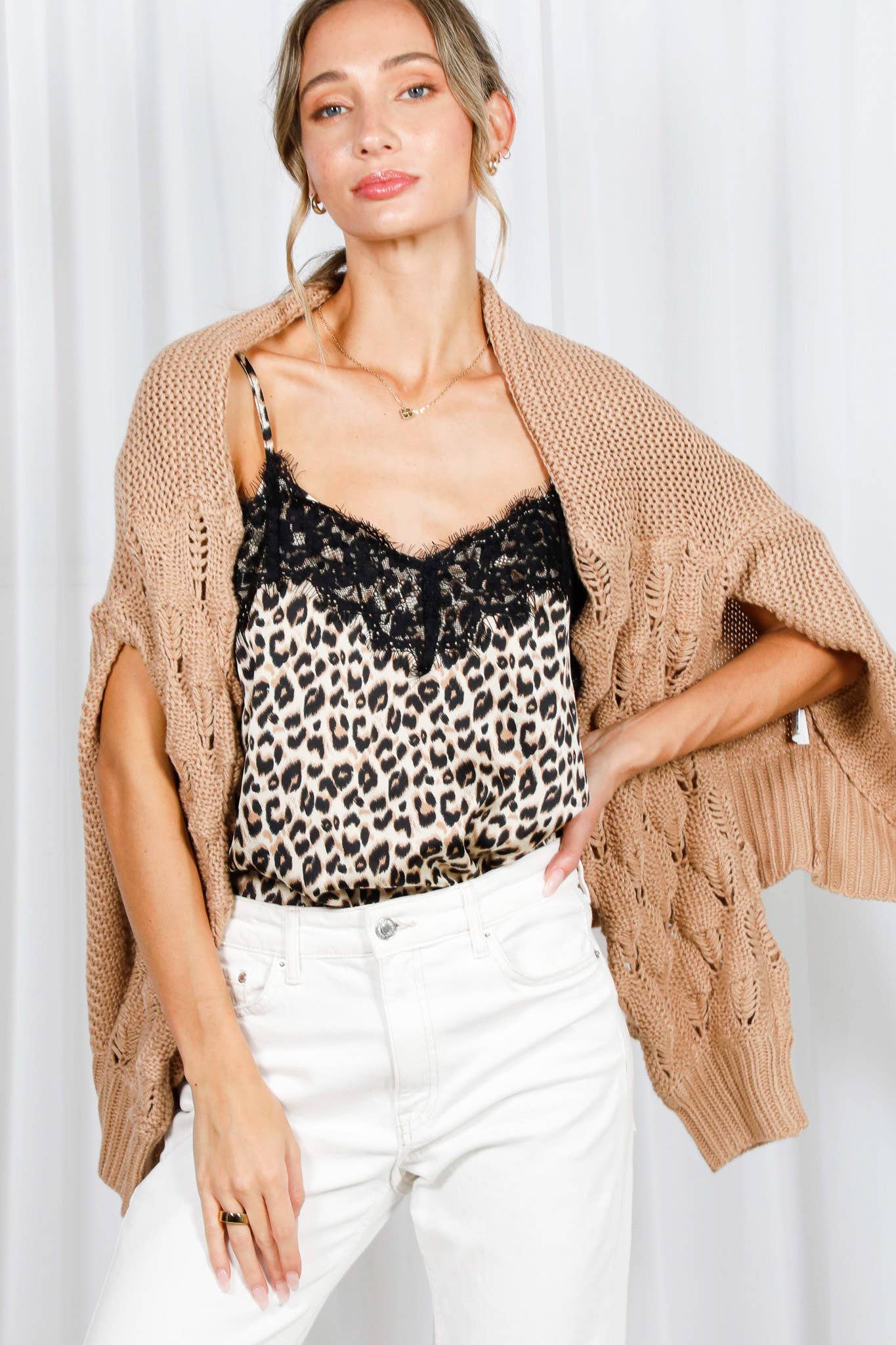 Lace Trim Leopard Top