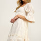 FLOWER TIERED PEASANT SLEEVE DRESS