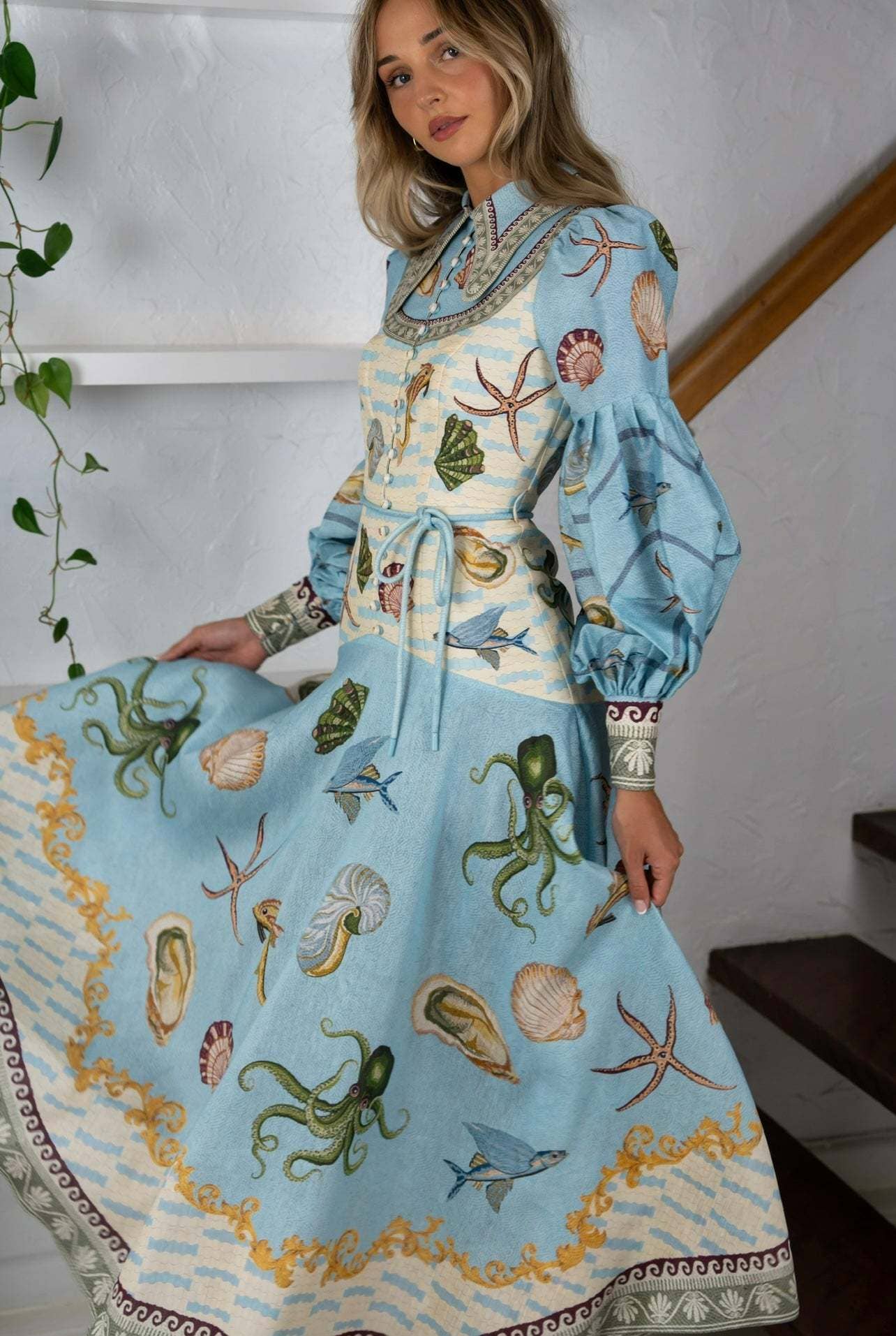 Seashell Print Long Dress