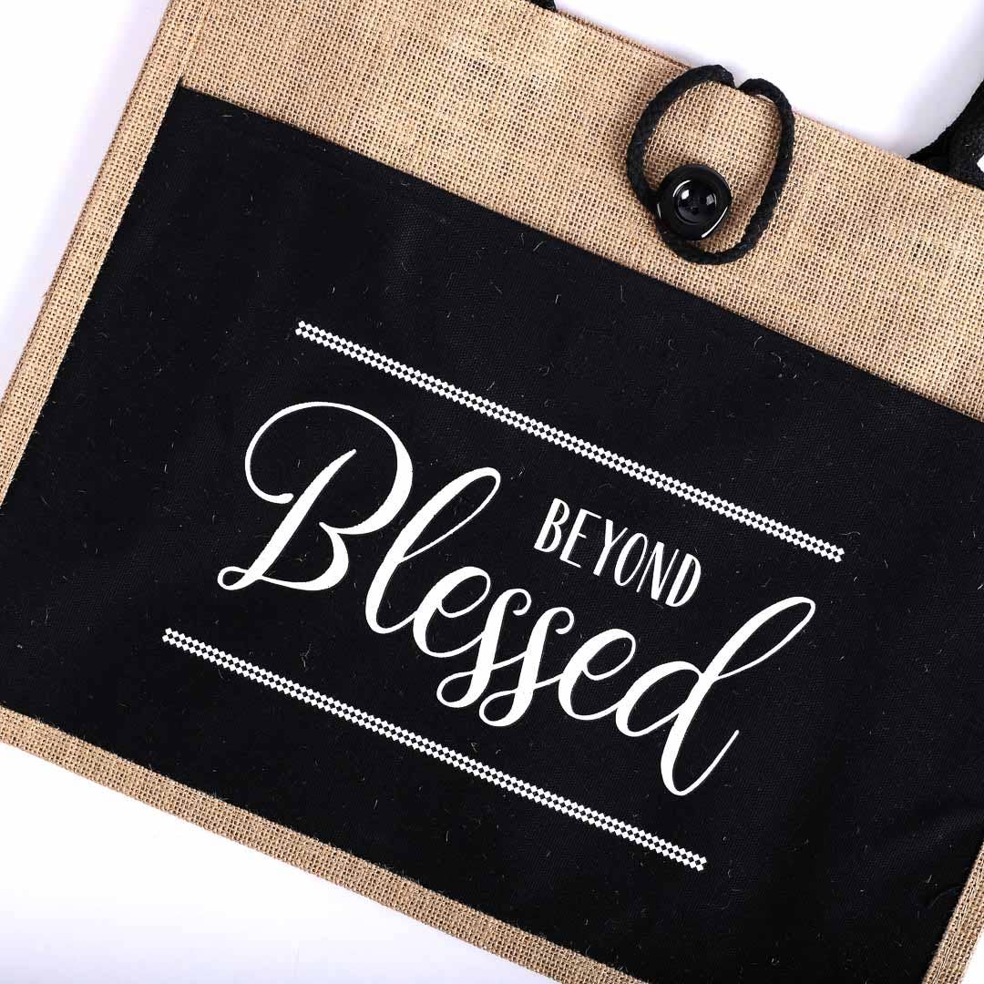 Jute Tote Bag - Blessed
