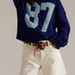 Cropped Cable-Knit 87 Graphic Sweater