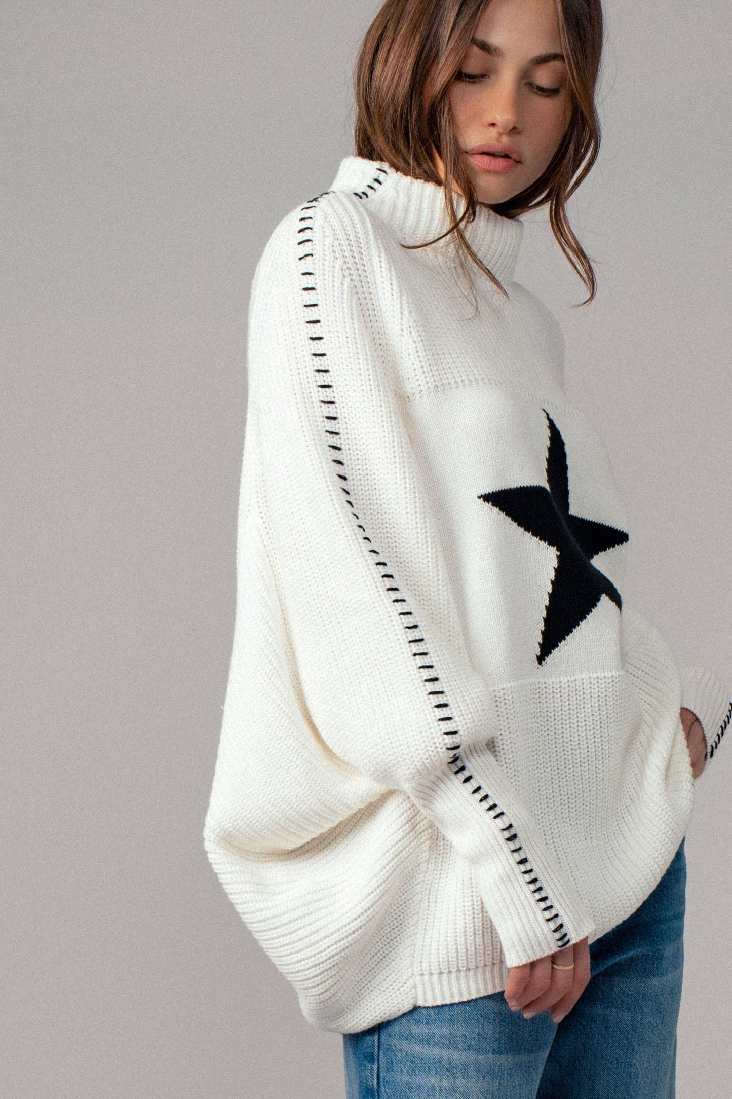 Oversized Star Stitch Sweater