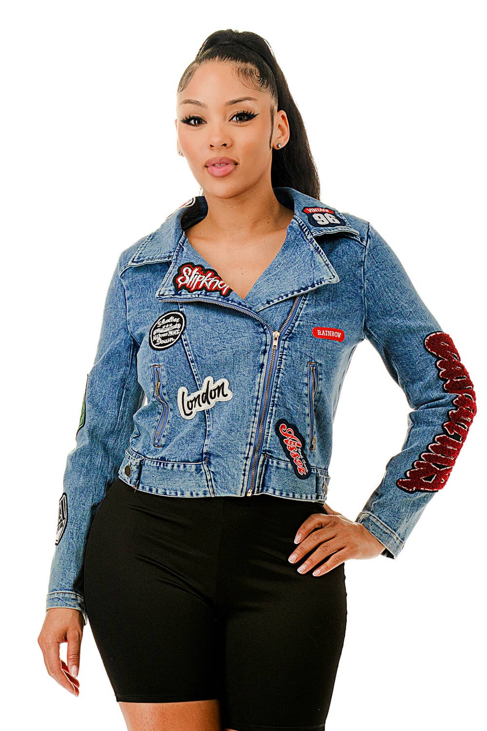 Embellished Cropped Denim Jacket