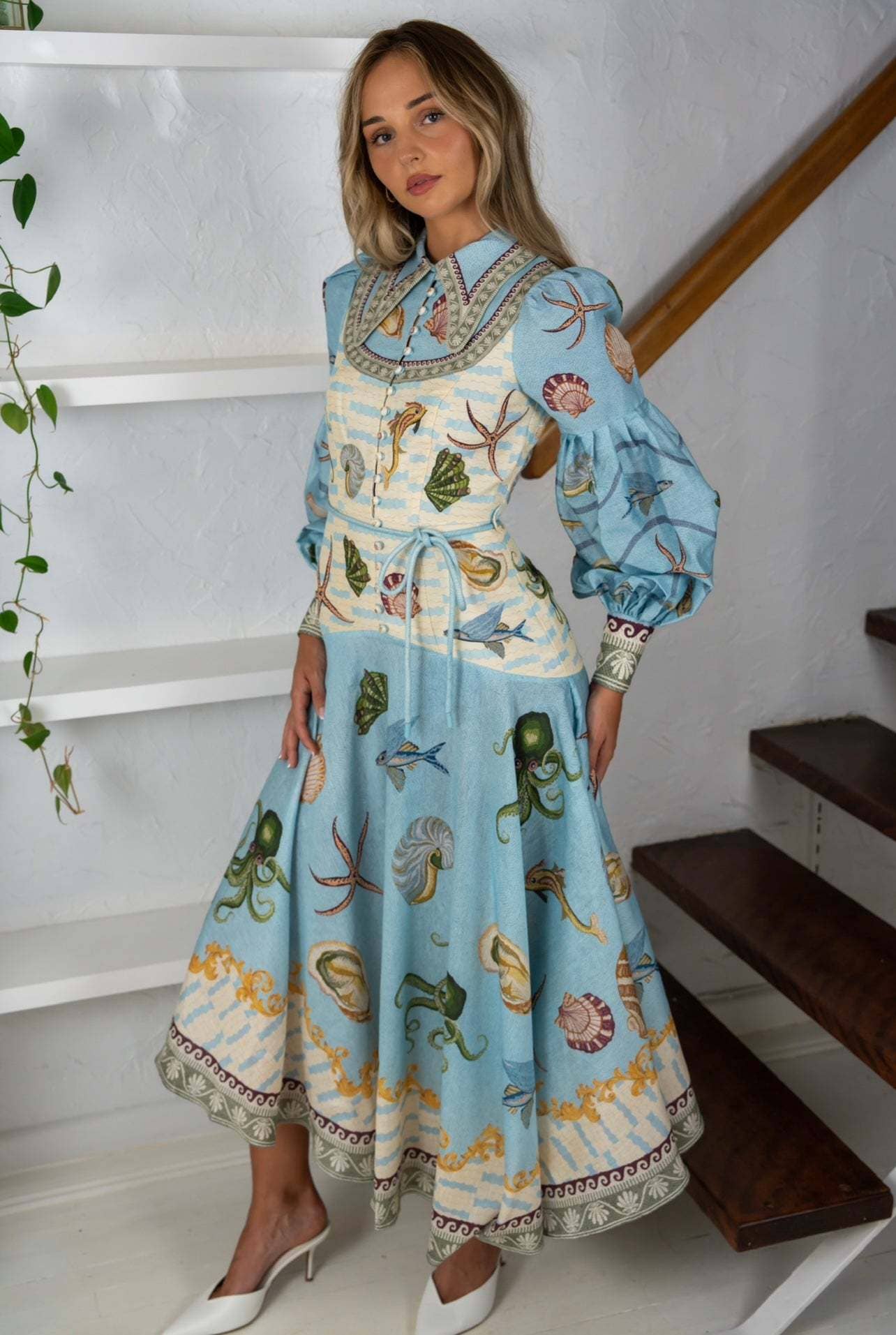 Seashell Print Long Dress