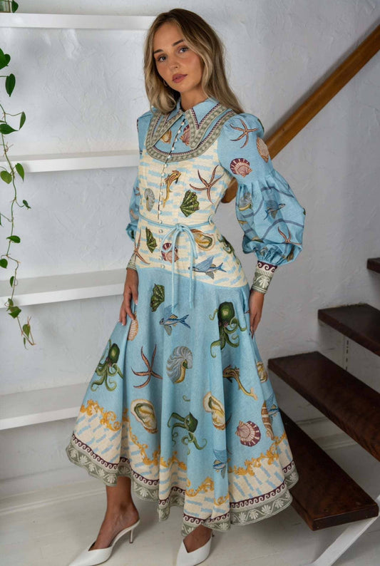Seashell Print Long Dress
