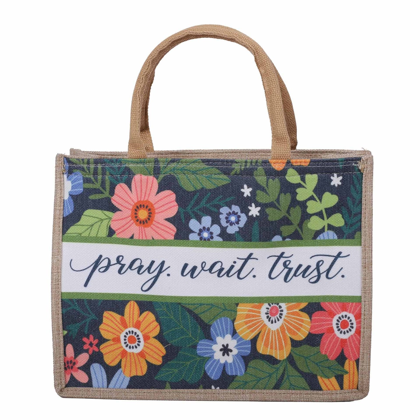 Woven Canvas Tote - Pray Wait Trust