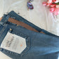 7 For All Mankind High Rise Blue and tan /gold side skinny  Jeans