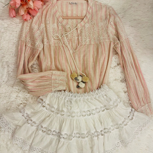 LoveShackFancy Pink Bubble Mini Skirt
