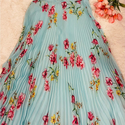 Laundry By Shelli Segal Blue Pleated Maxi Dress Resort Wear