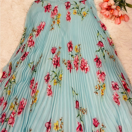 Laundry By Shelli Segal Blue Pleated Maxi Dress Resort Wear