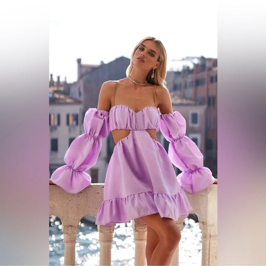 Alamour The Label Purple Puff Sleeve Cocktail Dress/AUSTRALIAN BRAND