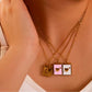 Gold and Pink Heart Pendant Necklace