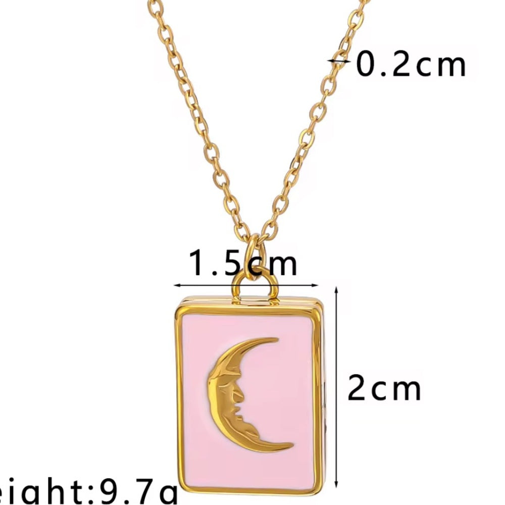 Gold and Pink Heart Pendant Necklace