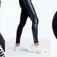 Black and shiny stripe / metallic color  Women's Leggings